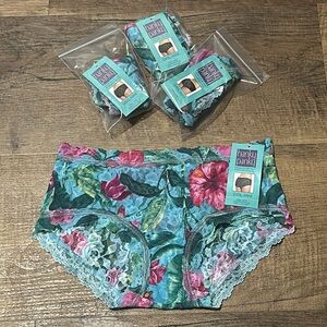 Hanky panky XS floral tropical print Girl-Kini New NWT signature lace